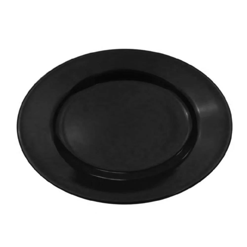 CAC China LV-14-BLK 12-1/2 Inch Oval Platter with Rolled Edge Ceramic Black CAC China LV-14-BLK 12-1/2 Inch Oval Platter with Rolled Edge Ceramic Black