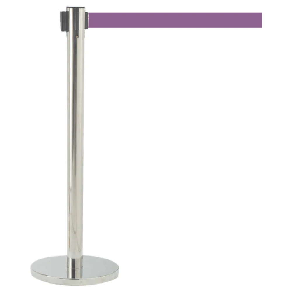 Aarco HSGT-7PU 14 Inch Purple Retractable Belt Stanchion Metal Base with Satin Finish Aarco HSGT-7PU 14 Inch Purple Retractable Belt Stanchion Metal Base with Satin Finish