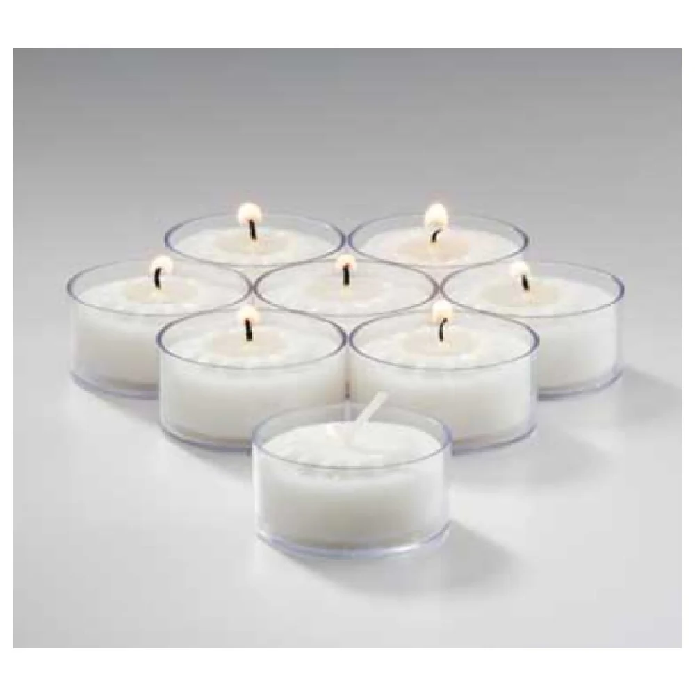 Hollowick TL5WPL-500 1-1/2 Inch Diameter Tealight Candle Clear Plastic 5 Hour Burn Time 125 Candles per Case