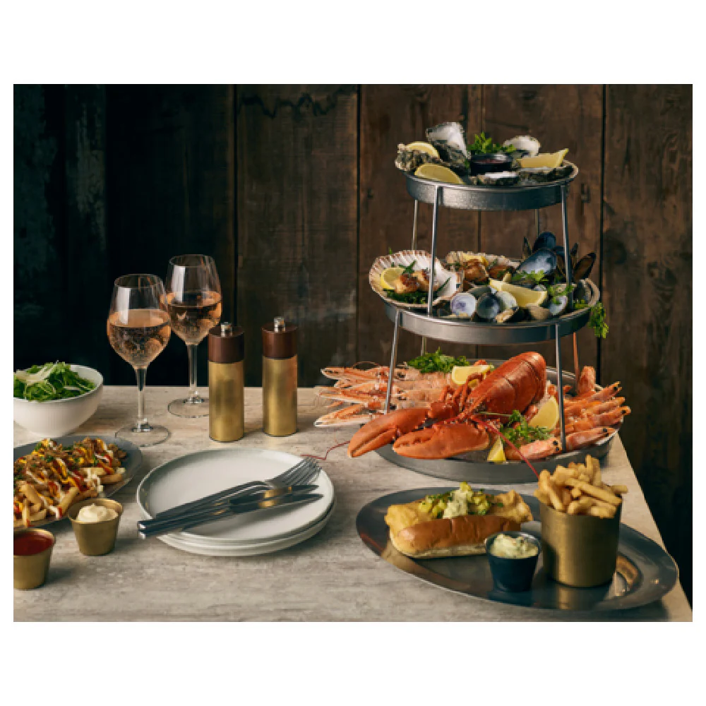Steelite GWSFS32235V 3-tier Seafood Stand Industrial Vintage Look Stainless Steel