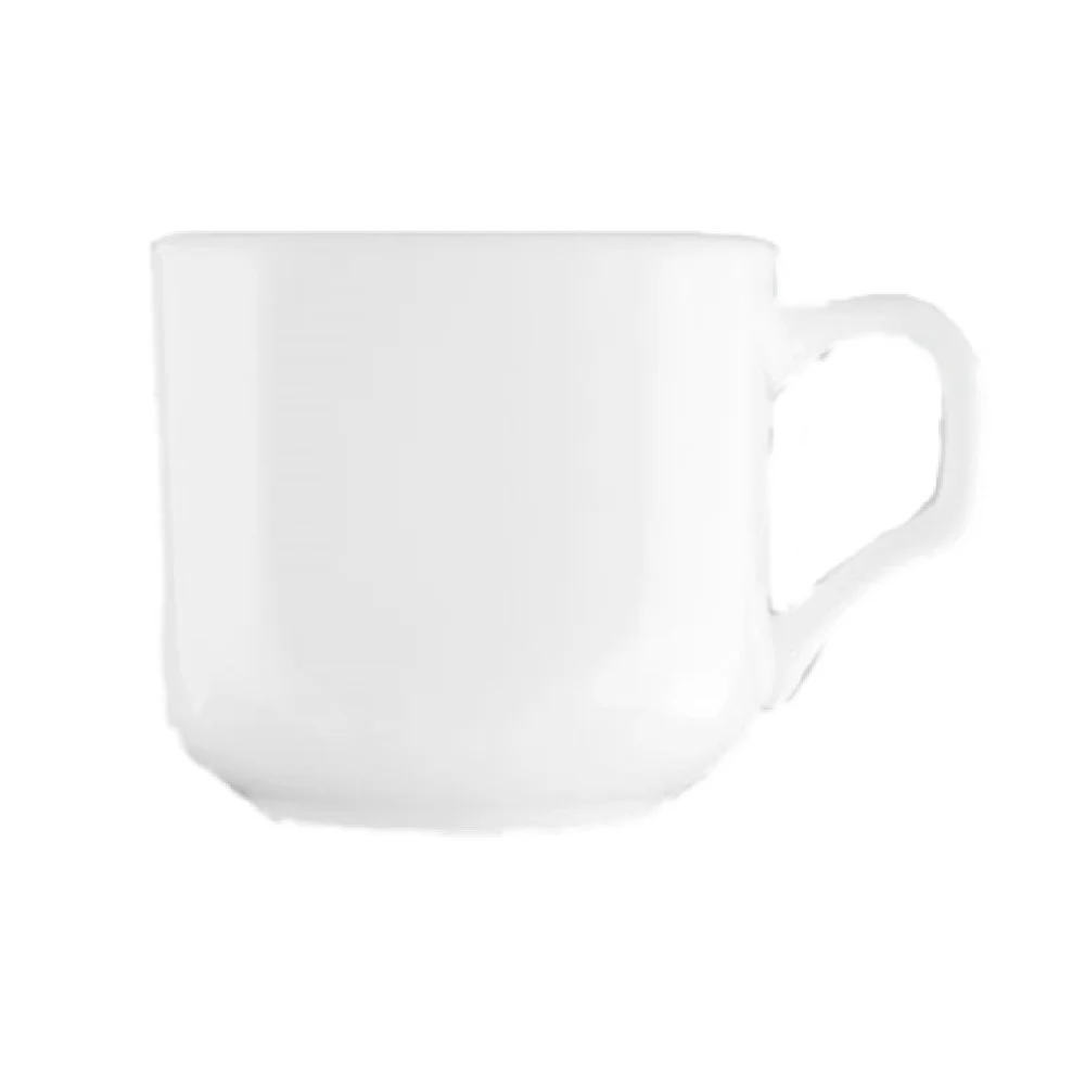 International Tableware HE-1 7-1/2 Oz Cup Round With Handle Bone China White