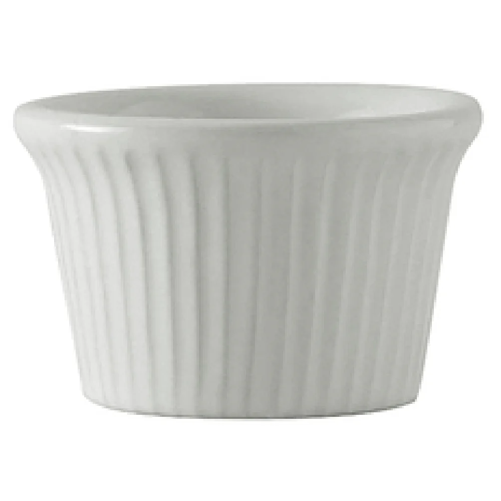 Tuxton BWX-0152 1-1/2 Oz Ramekin Round Fluted Lead-Free Ceramic White