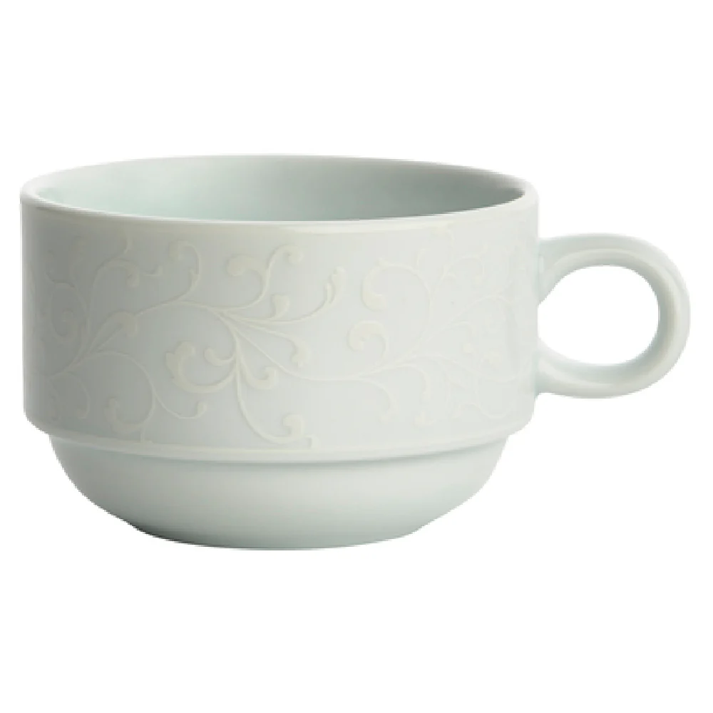 1880 Hospitality L5803050510 6 Oz Breakfast Cup Embossed Porcelain Bright White