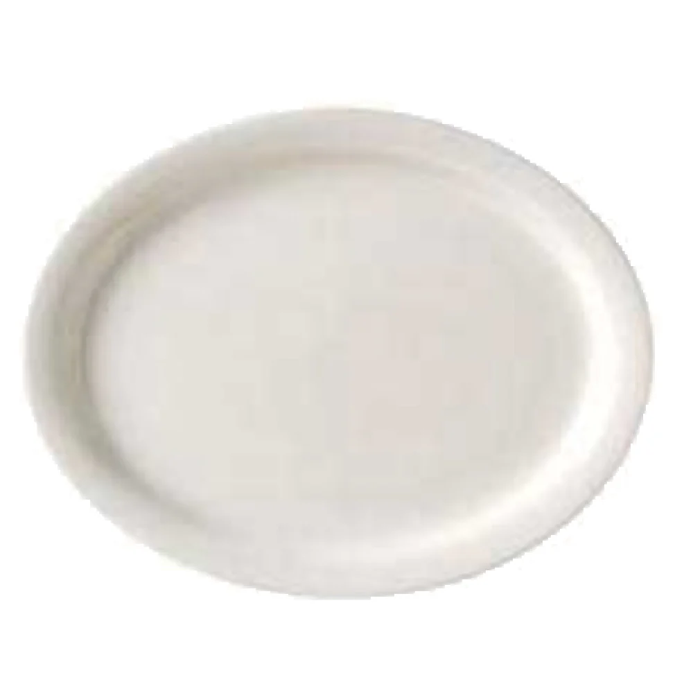 Vertex China VNR-14 13-1/4 Inch Oval Platter Polished Foot White China