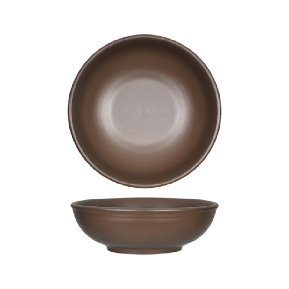 Tuxton VNB-260Y 13 Inch 26oz Round Bowl Embossed Porcelain Matte Brown Tuxton VNB-260Y 13 Inch 26oz Round Bowl Embossed Porcelain Matte Brown