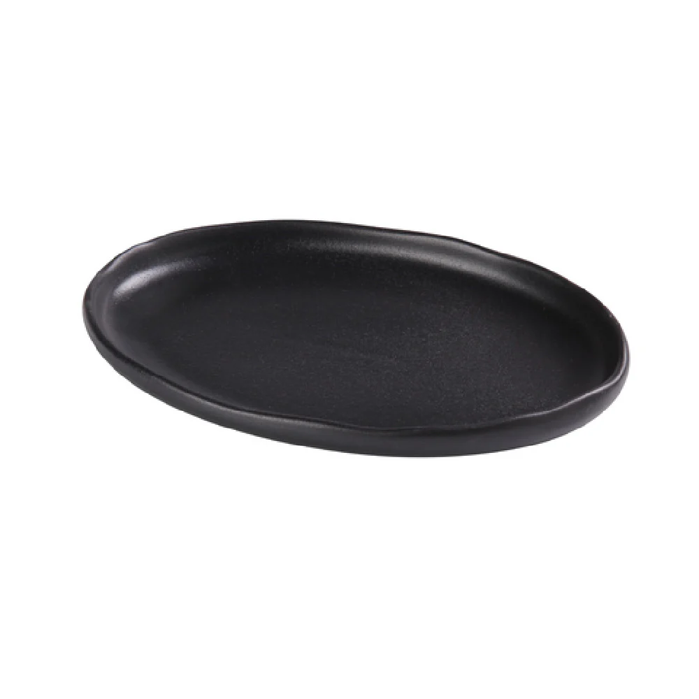 Yanco NB-212 12-1/2 Inch Porcelain Oval Plate Rolled Edge Black 12 Packs