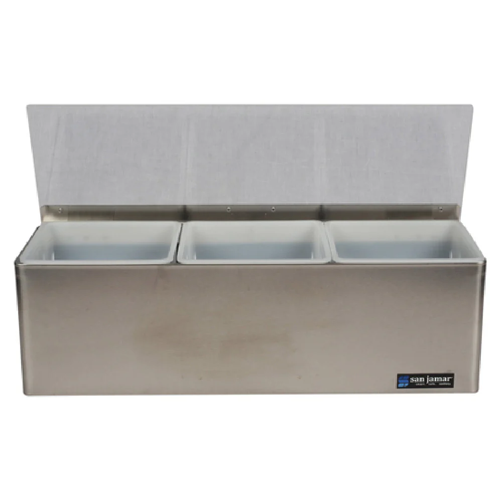 San Jamar B6183L 18 Inch Stainless Steel Garnish Center with Ice Packs