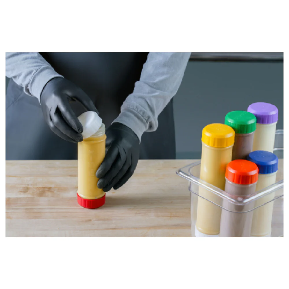 Carlisle 8573CC 20 Oz Squeeze Bottle Cap Top Assorted Colors Dishwasher Safe