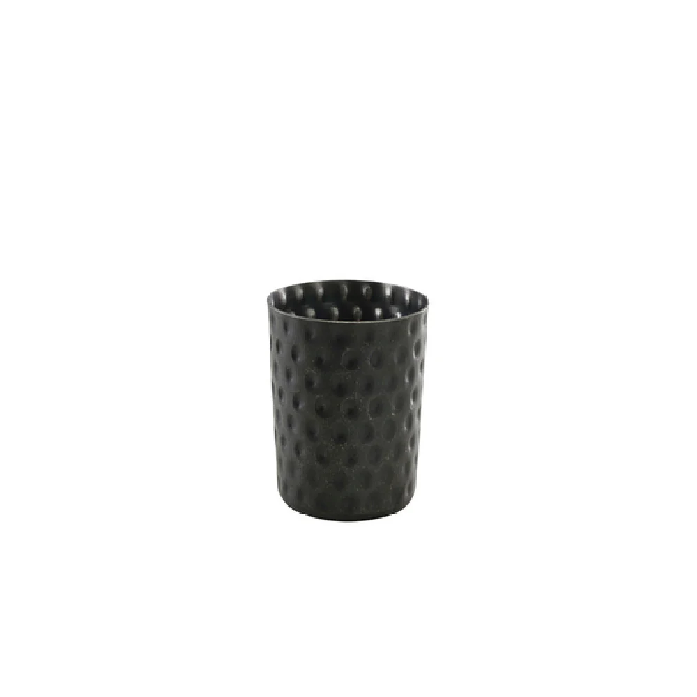 Steelite GWSVH8BKV 12-3/4 Oz. Hammered Stainless Steel Serving Cup Black