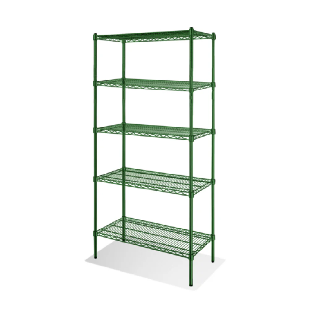 Steel Works Stainless SW1430G-5 30 Inch 5-Tier Wire Shelving Unit with Epoxy Coated Green