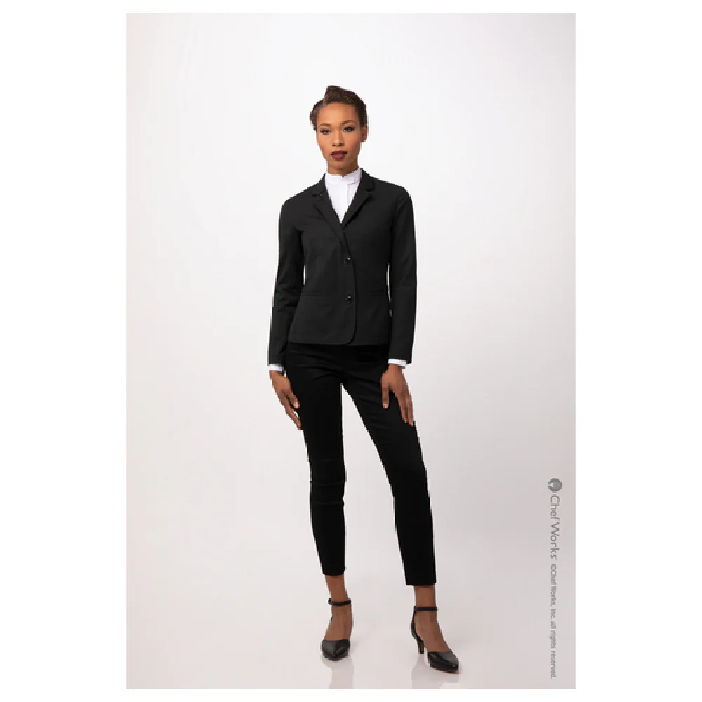 Chef Works CQZ01WBBK2XL 2XL Women's Apex Chef Coat Long Sleeve Black and Durable Chef Works CQZ01WBBK2XL 2XL Women's Apex Chef Coat Long Sleeve Black and Durable
