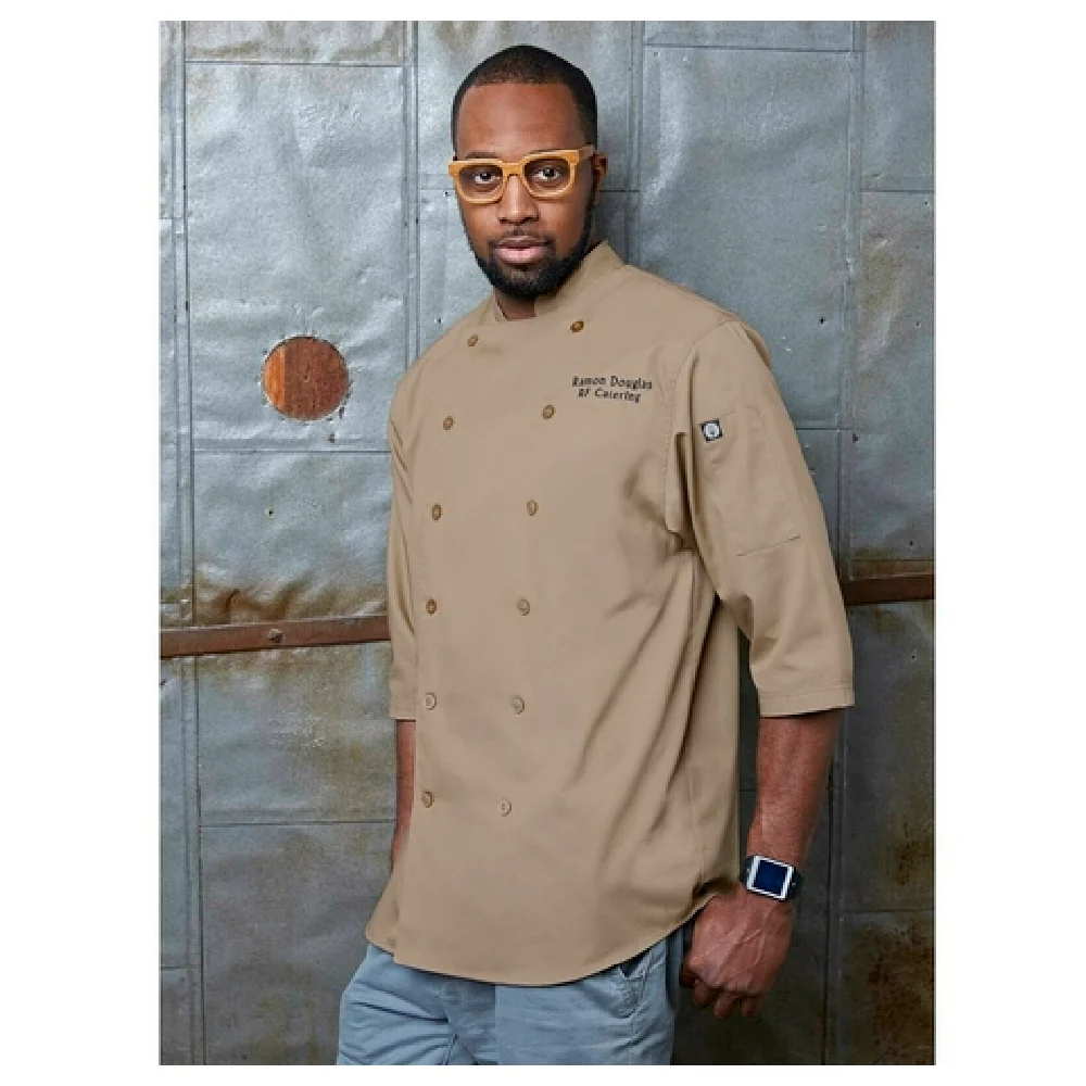 Chef Works S100BLKXS Chef Shirt XS Double-breasted 3/4 Sleeves Black Cotton/poly Twill