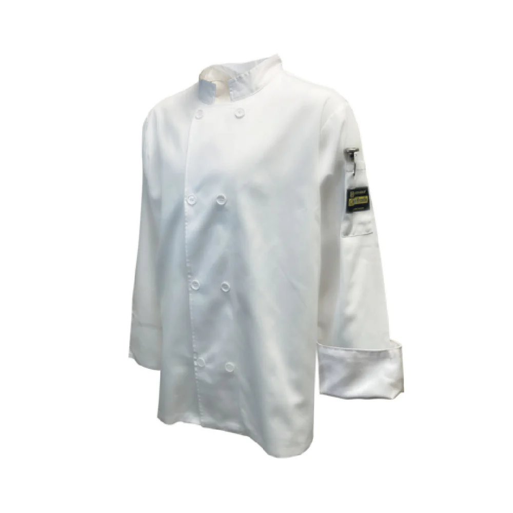 Thunder Group CJ304WHL Large French Cuffs Chef Jac Tapered Long Sleeve Jacket White