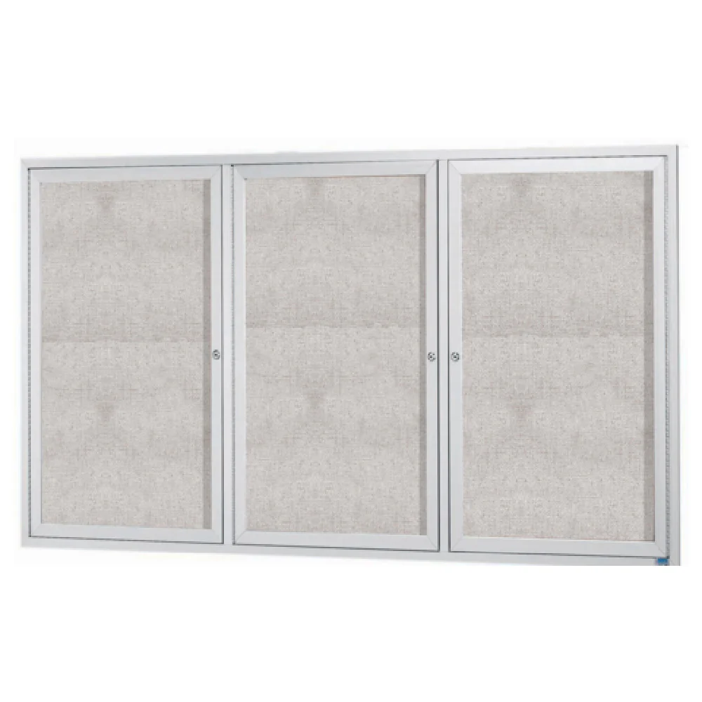Aarco ODCC4872-3R 72 Inch Enclosed Aluminum Bulletin Board with Burlap Weave Vinyl Back