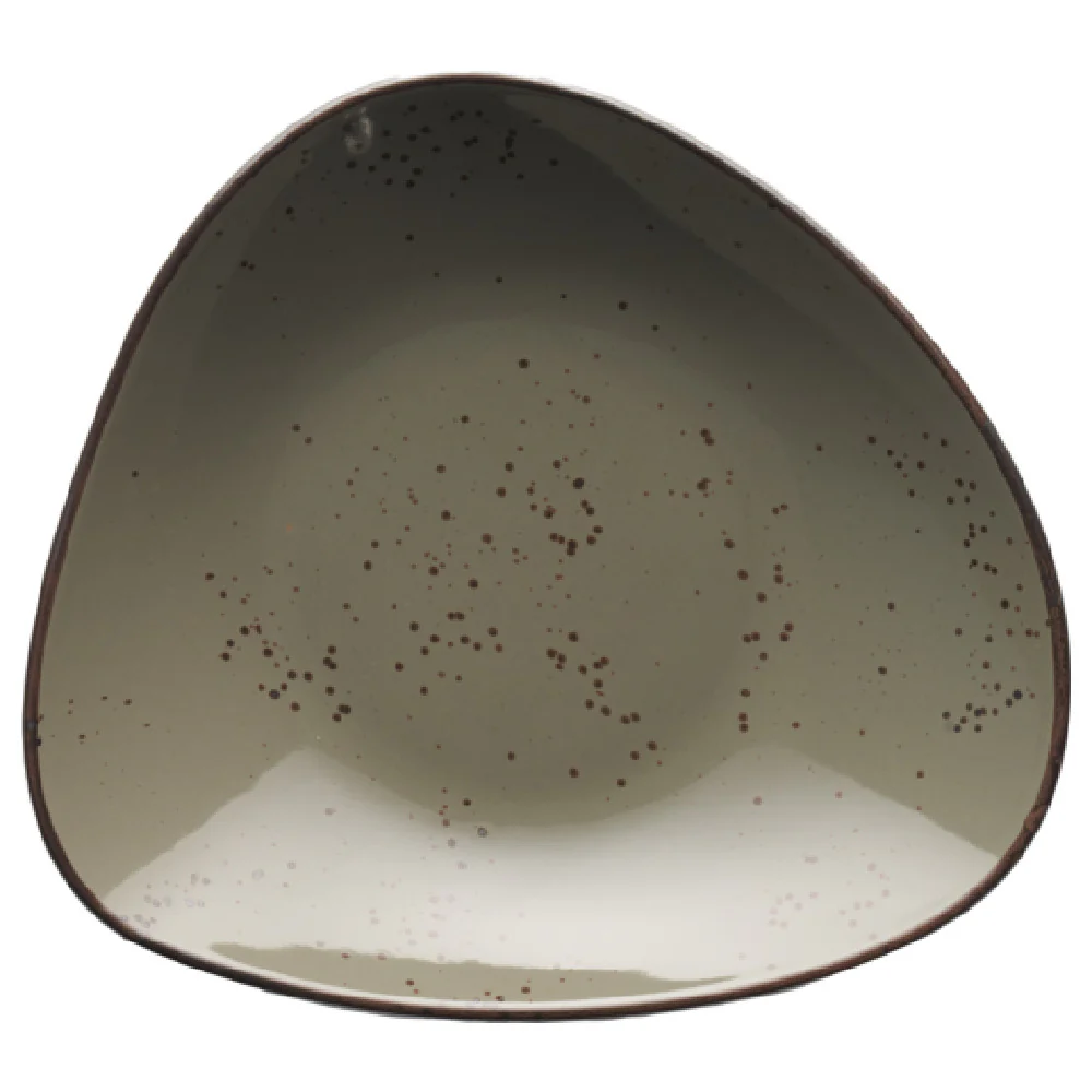 International Tableware SH-3-GS 9-1/8 Inch 20 Oz Pasta Salad Bowl Organic Triangle Ceramic Green Smoke
