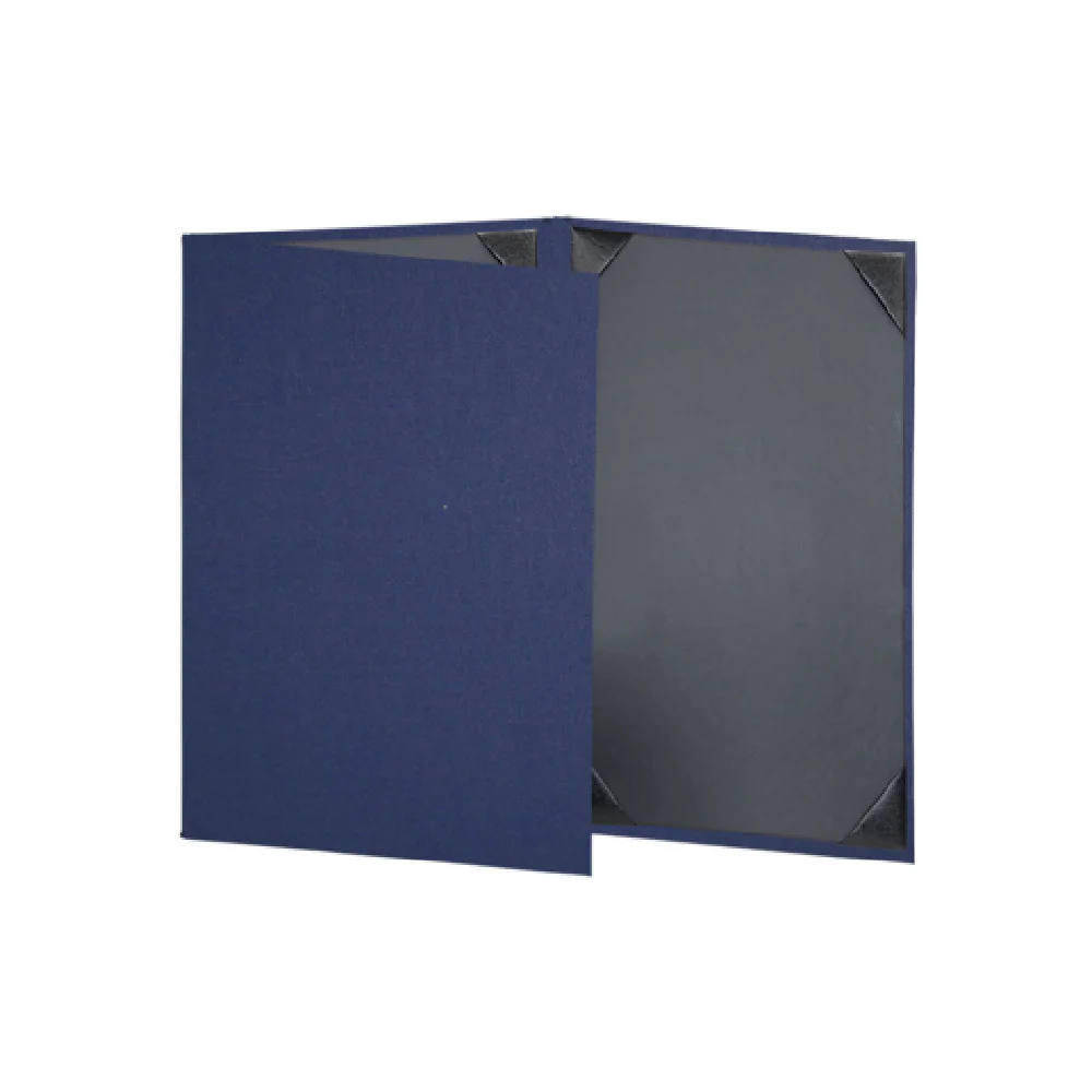 Risch LINEN-3V 5.5X8.5 Fold-Out Menu Cover Vinyl Black 5 1/2 Inch x 8 1/2 Inch