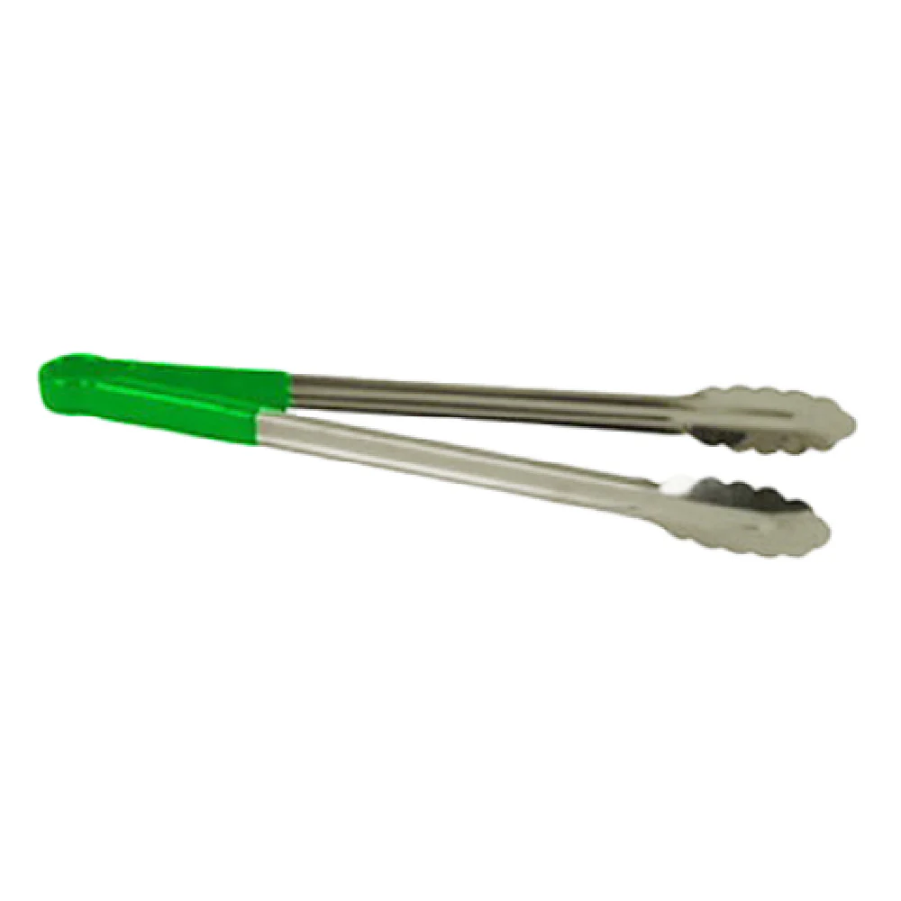 Thunder Group SLTG810G 10 Inch Length Utility Tongs One-piece Green Stainless Steel