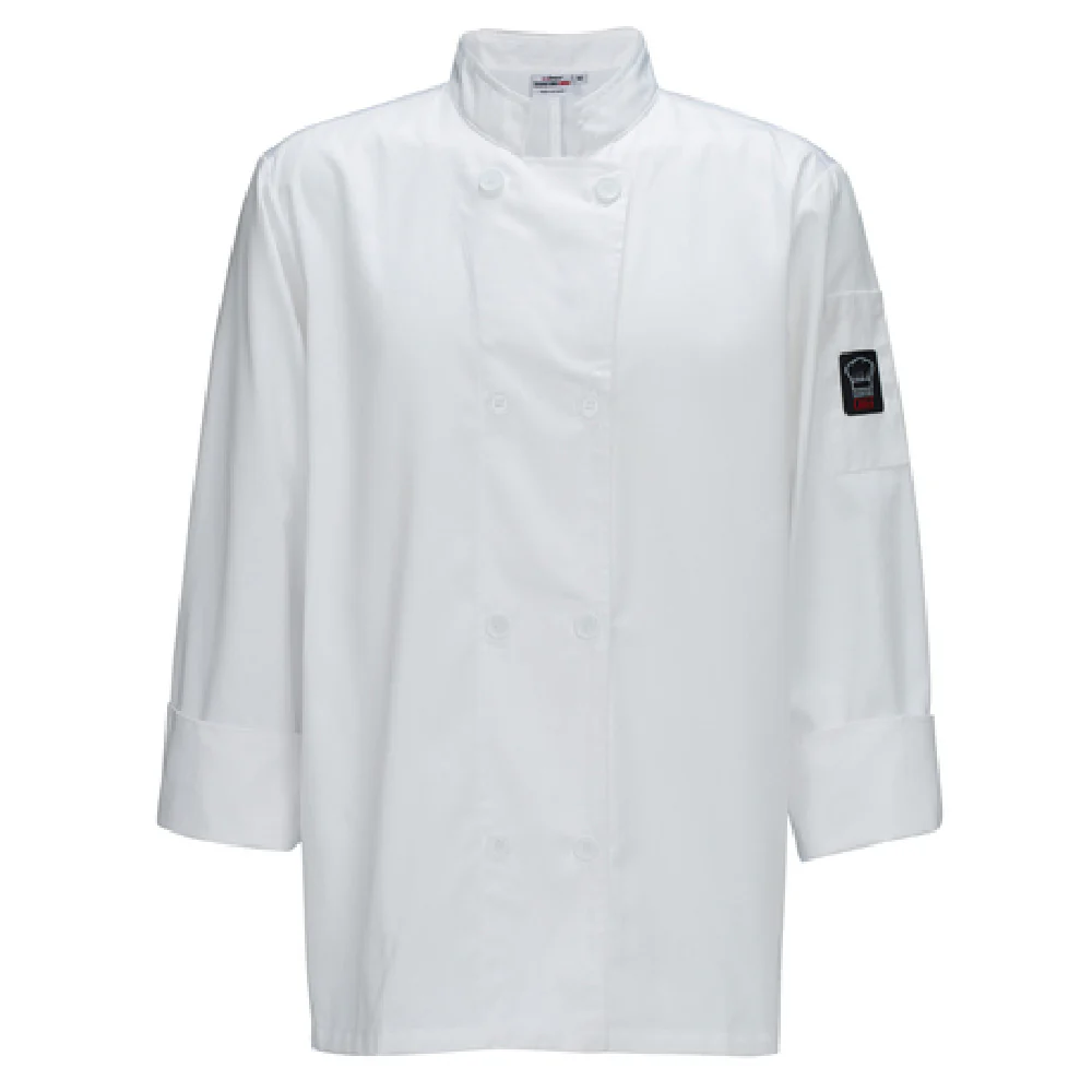 Winco UNF-6WXXL XXL Mulholland Chef Jacket Tapered Fit Double Breasted White Poly-Cotton
