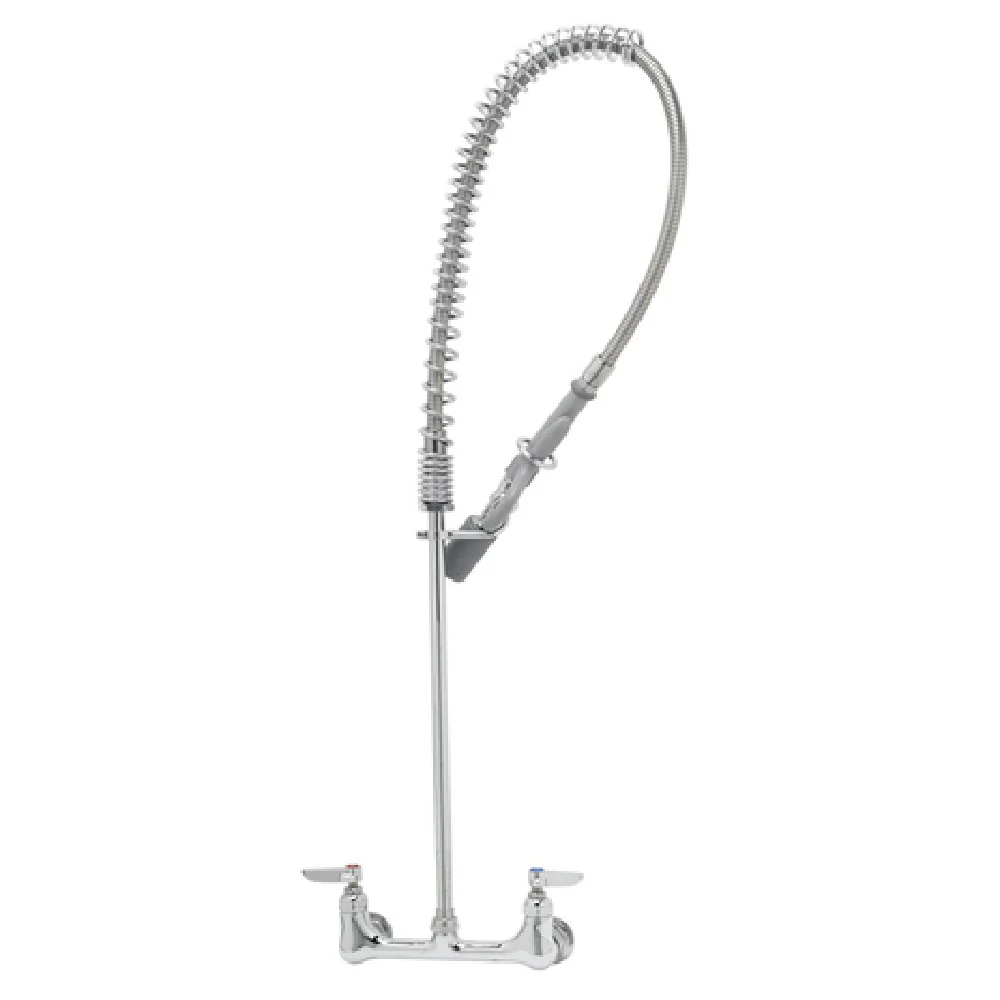 T&S Brass B-0133-CR-J 8 Inch Wall Mount Pre-Rinse Faucet Assembly with Lever Handles