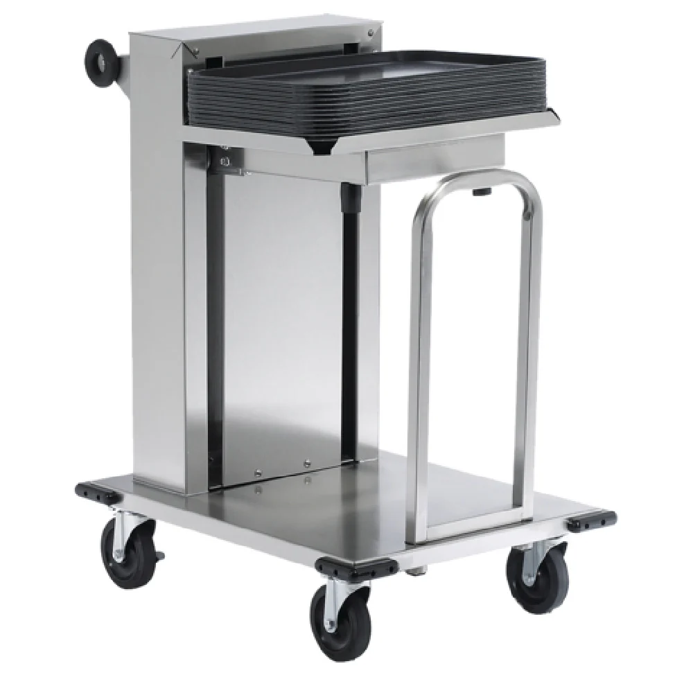 Dinex DXPIDT1C1520 19 Inch Mobile Tray Dispenser max tray size 15 Inch by 20 Inch 100 capacity with removable carrier and solid shelf
