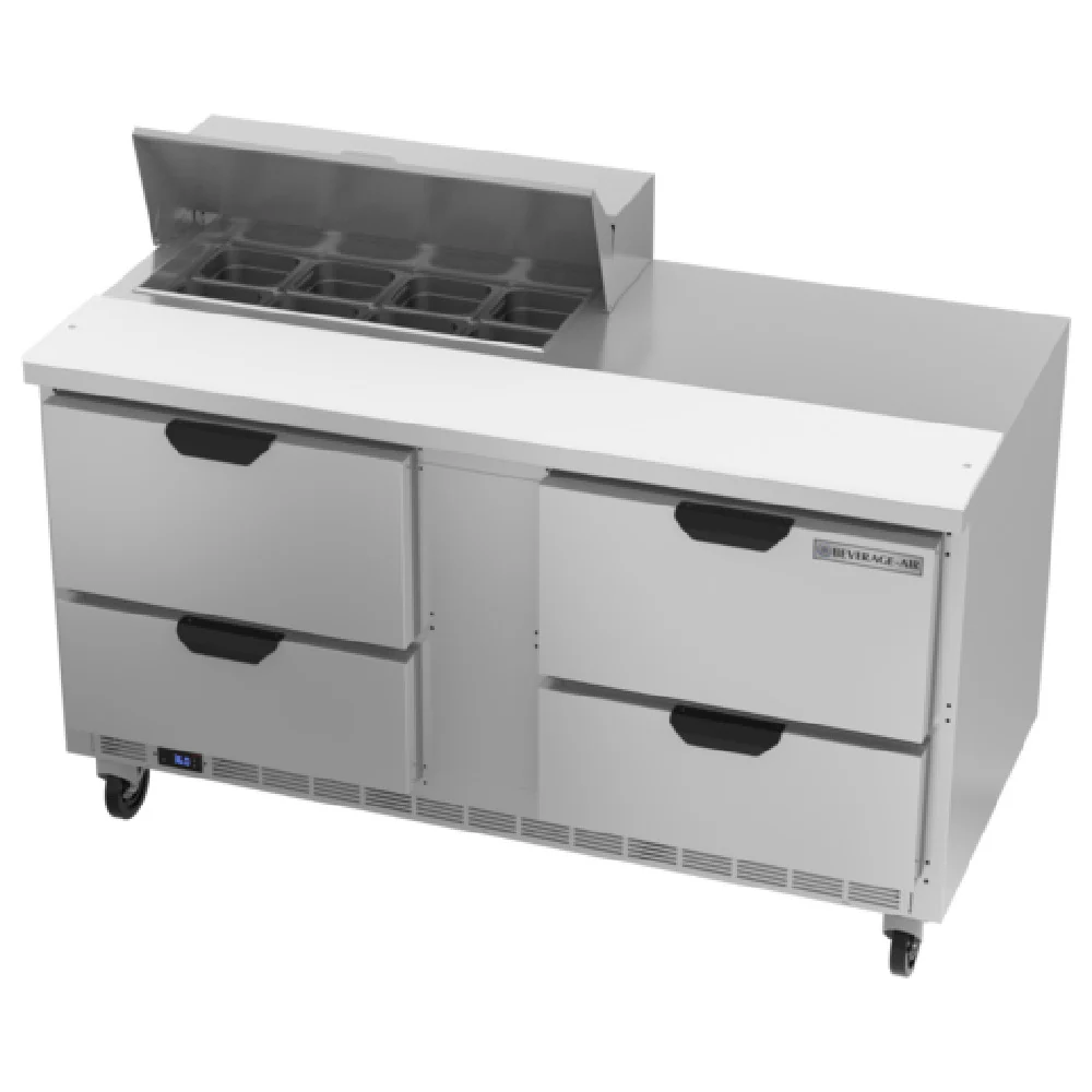 Beverage Air SPED60HC-08-4 60 Inch Sandwich Top Refrigerated Counter 16 cu ft with 4 Drawers