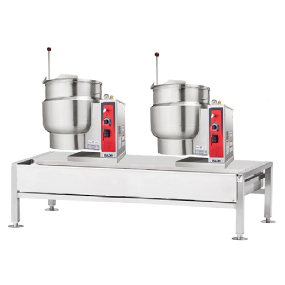 Vulcan VEKT64/1212_240/60/1 64 Inch Dual Electric Kettle Stand Assembly with Drain Trough Vulcan VEKT64/1212_240/60/1 64 Inch Dual Electric Kettle Stand Assembly with Drain Trough