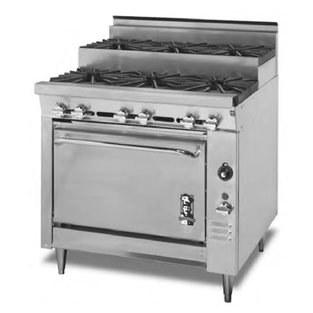 Montague Company 136-5S 36 Inch Gas Heavy Duty Range with Standard Oven 6 Burner 190,000 BTU