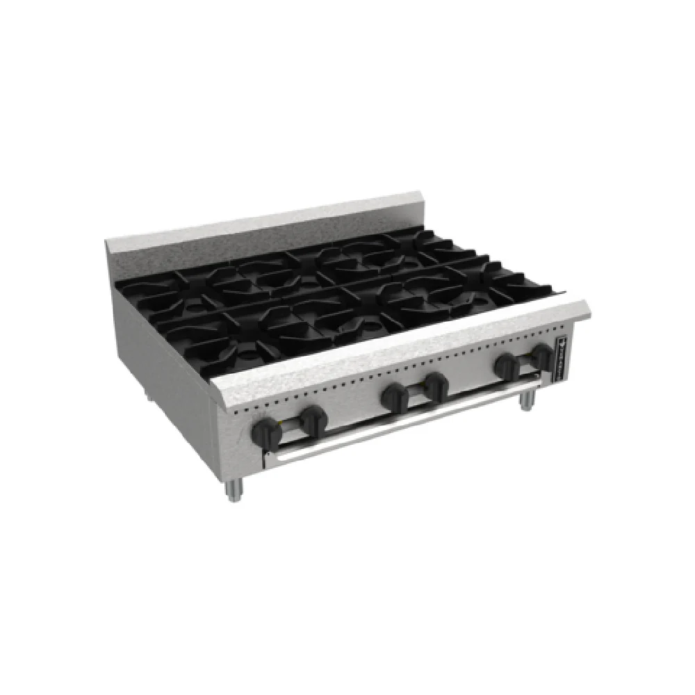 Venancio PHP36G-CT_LP 36 Inch Gas Hotplate Countertop Stainless Steel 6 Burners 150000 BTU
