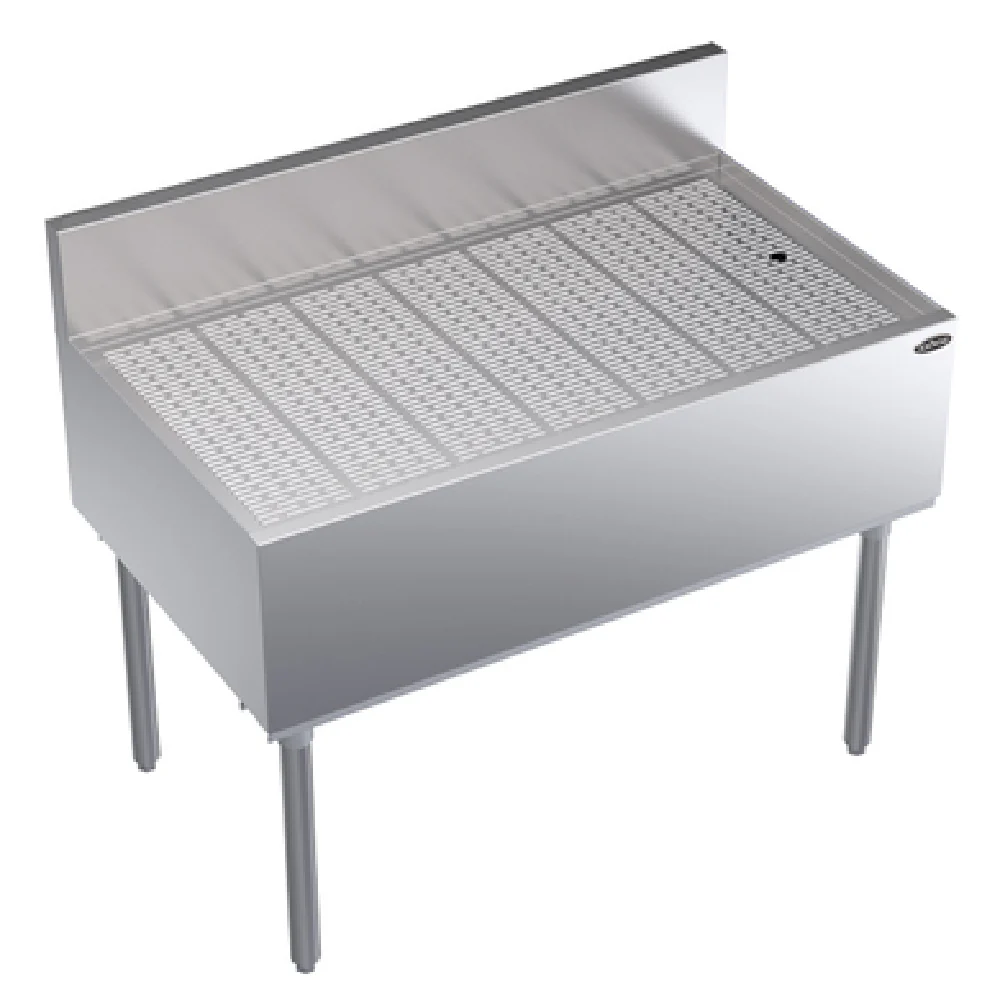 Krowne KR24-GS42 42 Inch Underbar Drain Workboard Free Standing Stainless Steel with 1 Inch Drain