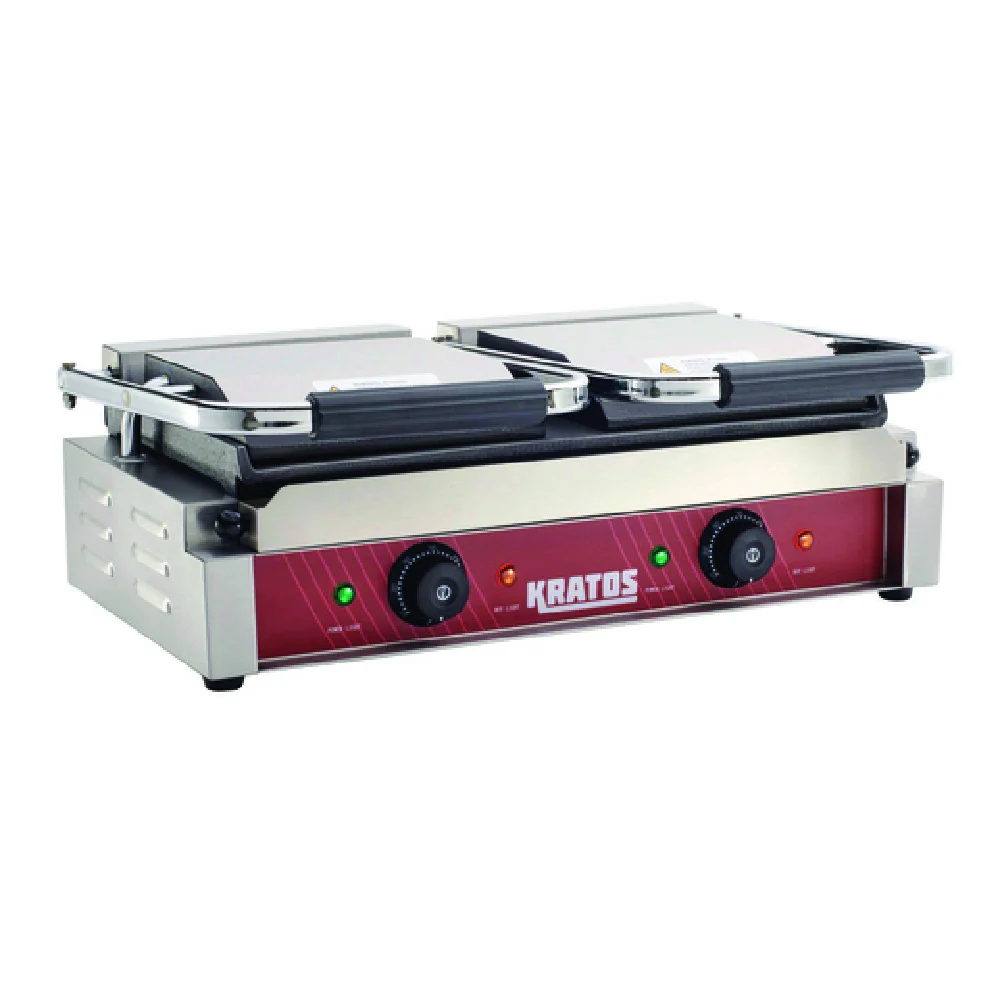 Hubert 37179 Kratos® Commercial Double Panini Grill Smooth Plates 18.7