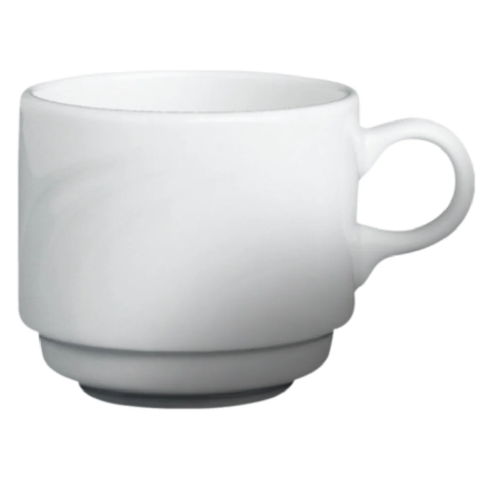 Cameo China 301-80C 8 Oz Bostonian Cup Ceramic Stackable White 3 Dozen
