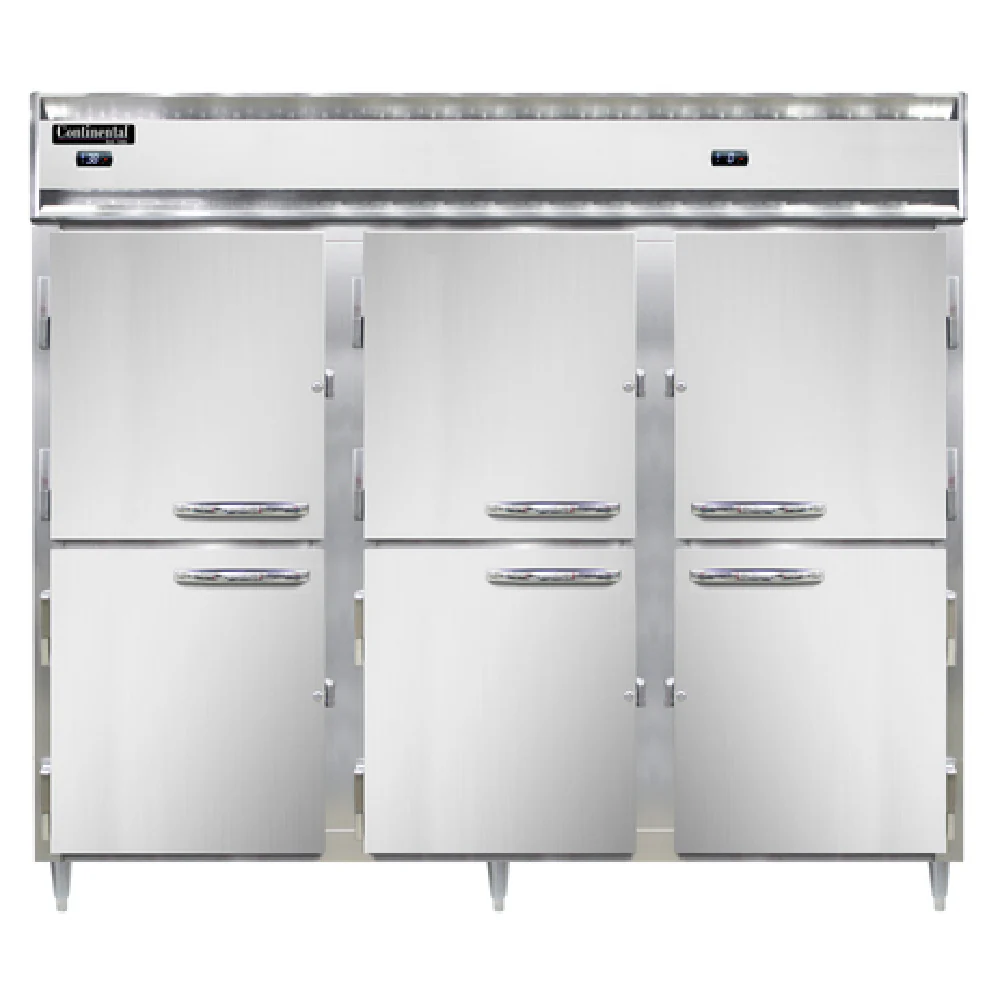 Continental Refrigerator D3RFFESNSAHD 85 Inch Stainless Steel Reach-in Refrigerator Freezer Three-section with Self-contained Refrigeration