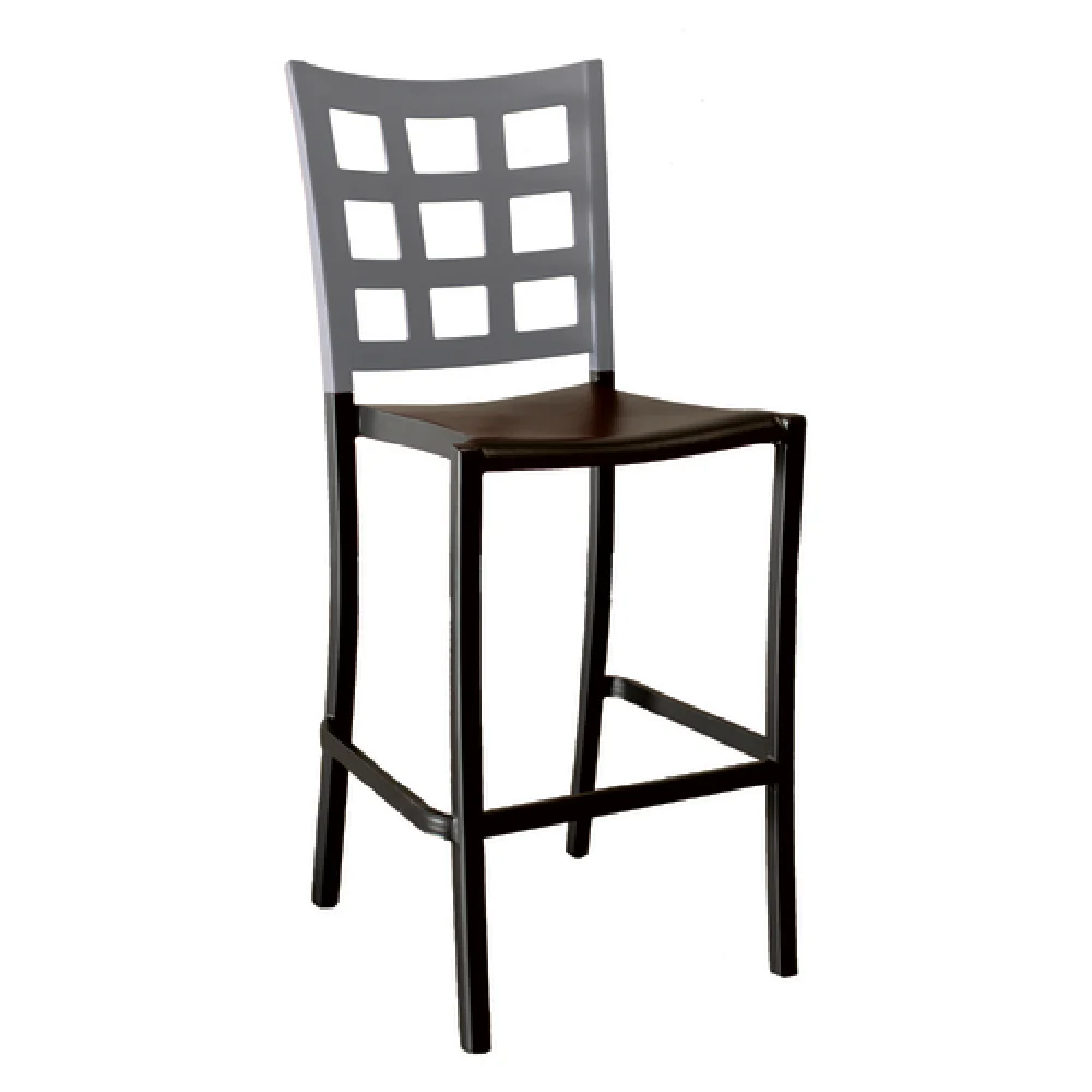 Grosfillex US046579 17 Inch Metal Stacking Barstool Aluminum Charcoal Seat