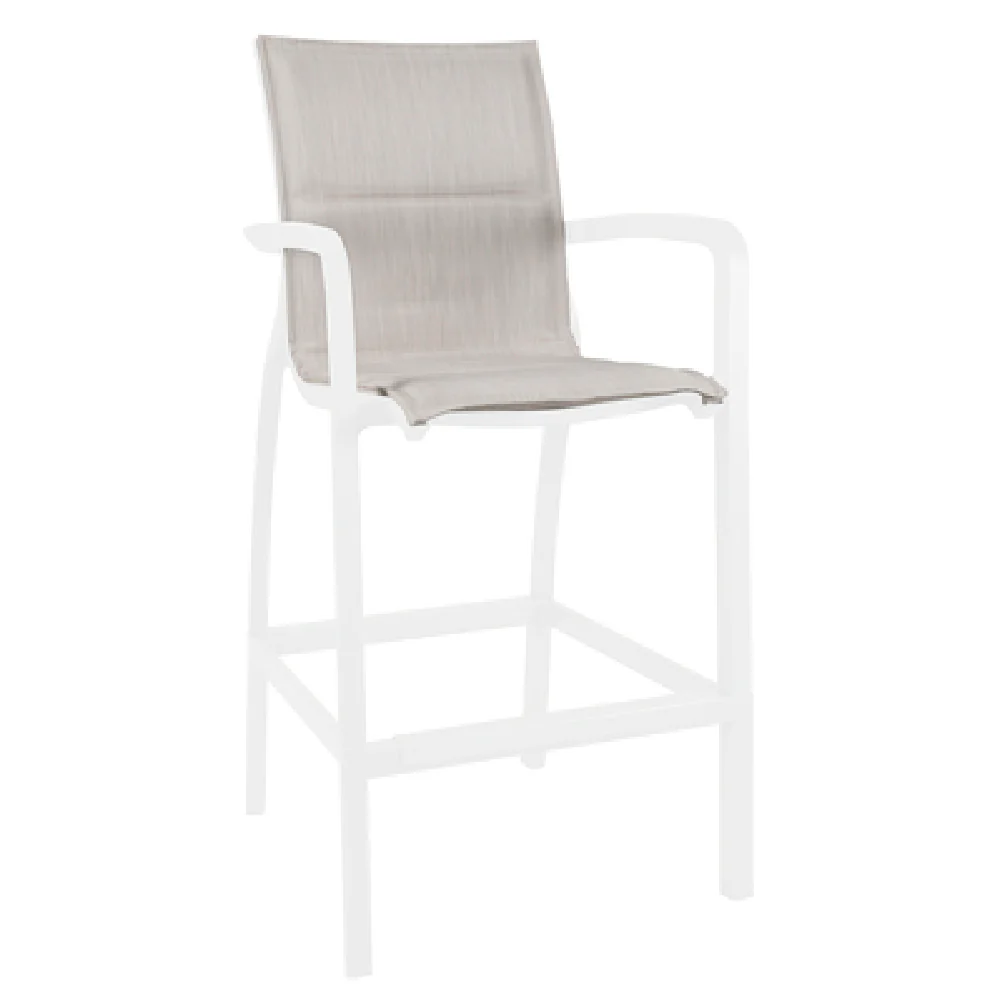 Grosfillex UT018096 24 Inch Bar Stool Indoor and Outdoor with Arms Beige Fabric