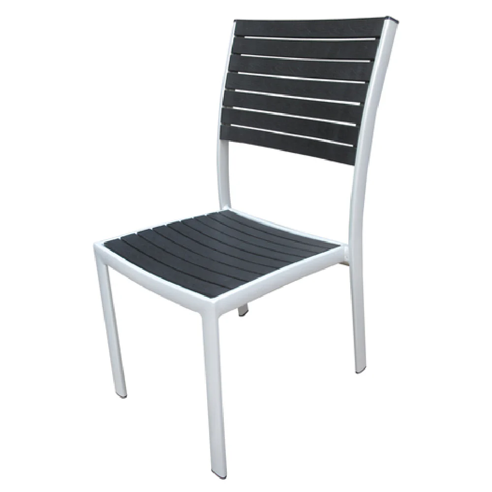 OUTDOOR MALLORY CHAIR BLACK 16 Inch Stacking Side Chair Aluminum Synthetic Teak OUTDOOR MALLORY CHAIR BLACK 16 Inch Stacking Side Chair Aluminum Synthetic Teak