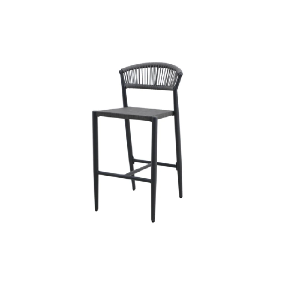 Plantation Prestige Commercial Furniture 8230300-0255 Bar Stool Gunmetal Finish with Grey Sling Seat