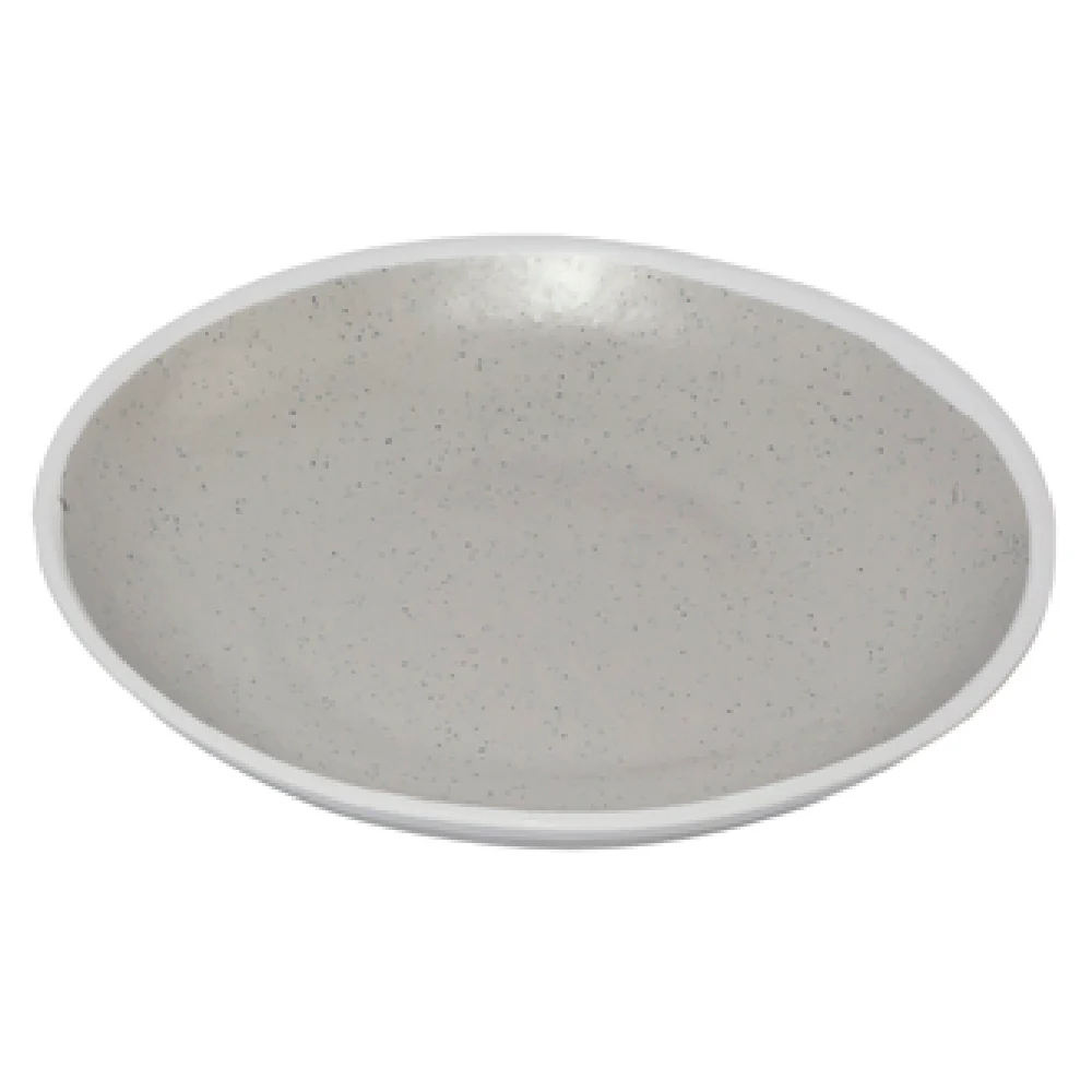 GET Enterprises P-100-DVG 1 Qt. Round Soup Plate Melamine Gray with White Trim GET Enterprises P-100-DVG 1 Qt. Round Soup Plate Melamine Gray with White Trim