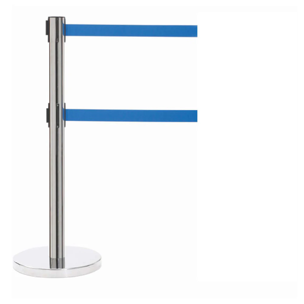 Aarco HC-27BL 40 Inch Crowd Control Stanchion Retractable Belt Polished Chrome