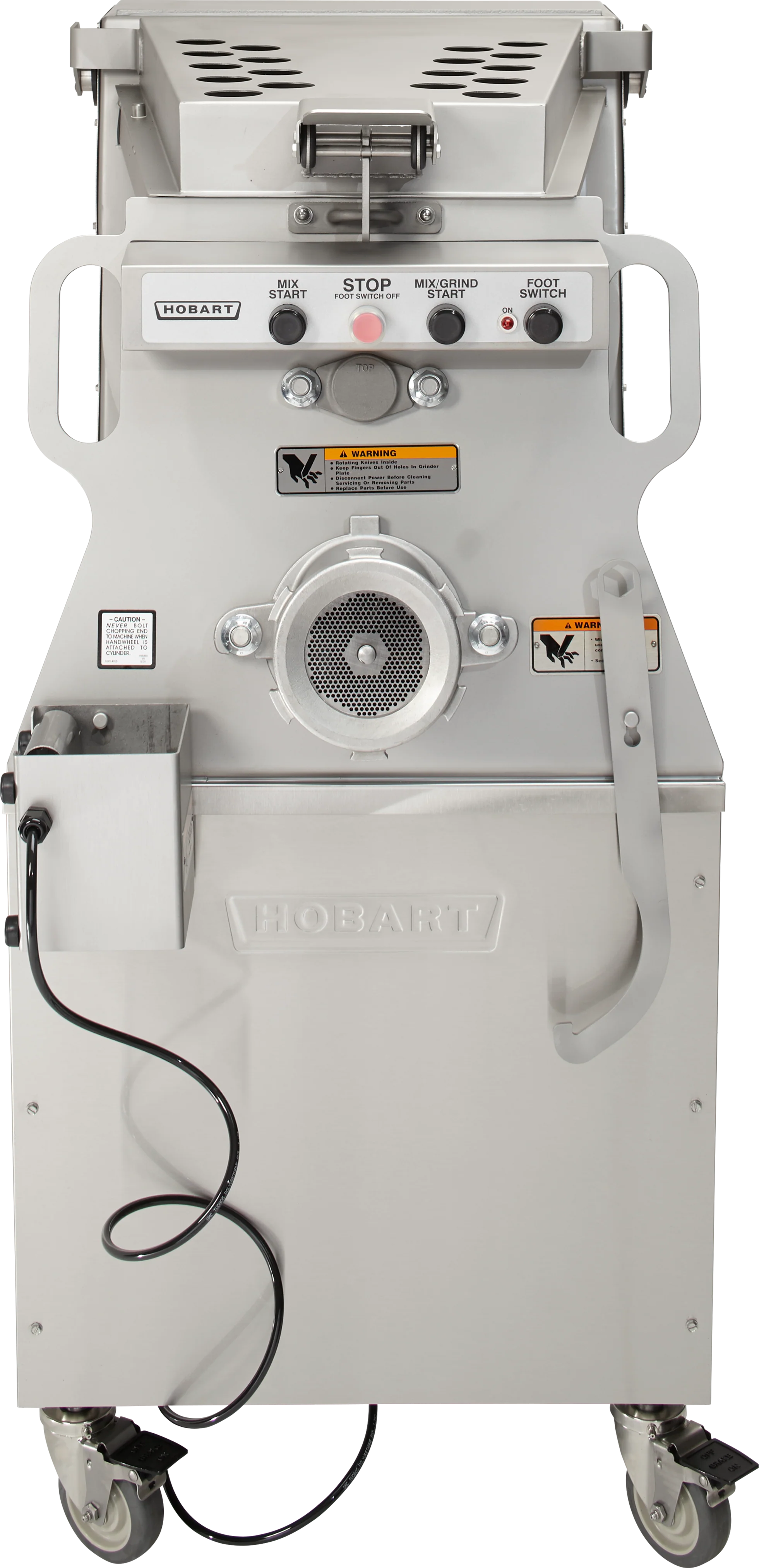 Hobart MG2032+BUILDUP 26 Inch Prime Mixer Grinder 200 Lb Stainless Steel and Double Wall Hopper Construction Floor Model