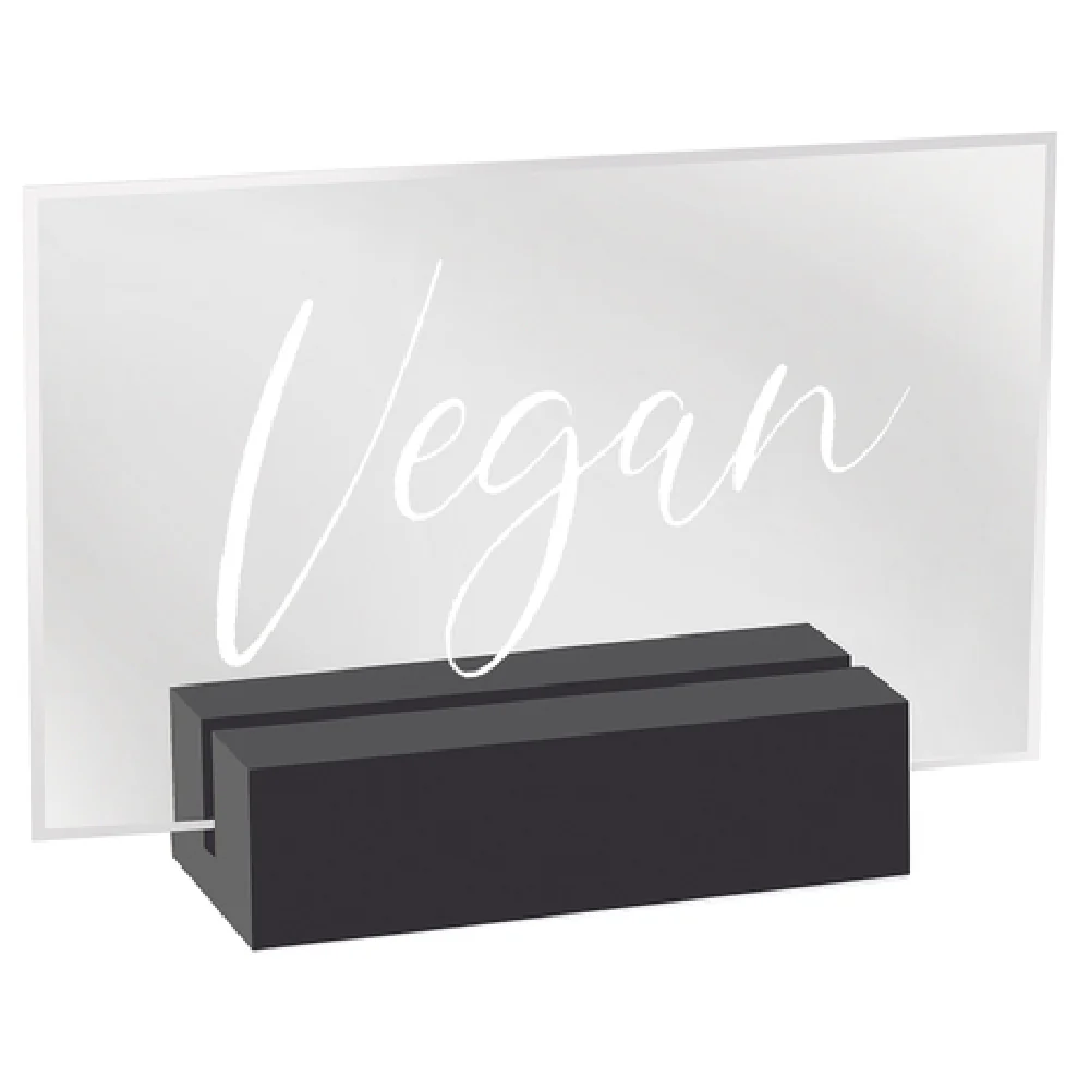 Cal Mil 22336-5-13 3-1/2 Inch Vegan Sign Plastic With Black Wood Base Cal Mil 22336-5-13 3-1/2 Inch Vegan Sign Plastic With Black Wood Base