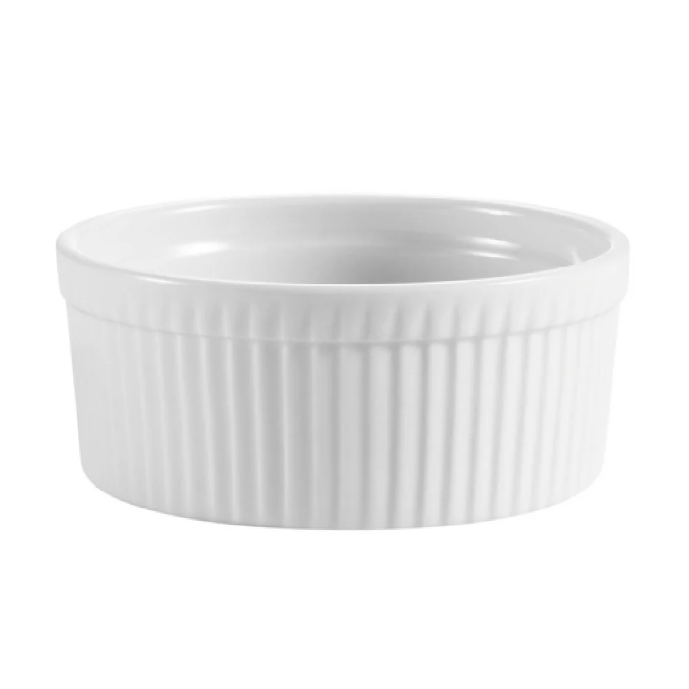CAC China SFB-16 16 Oz Souffle Bowl Round Fluted Porcelain Super White