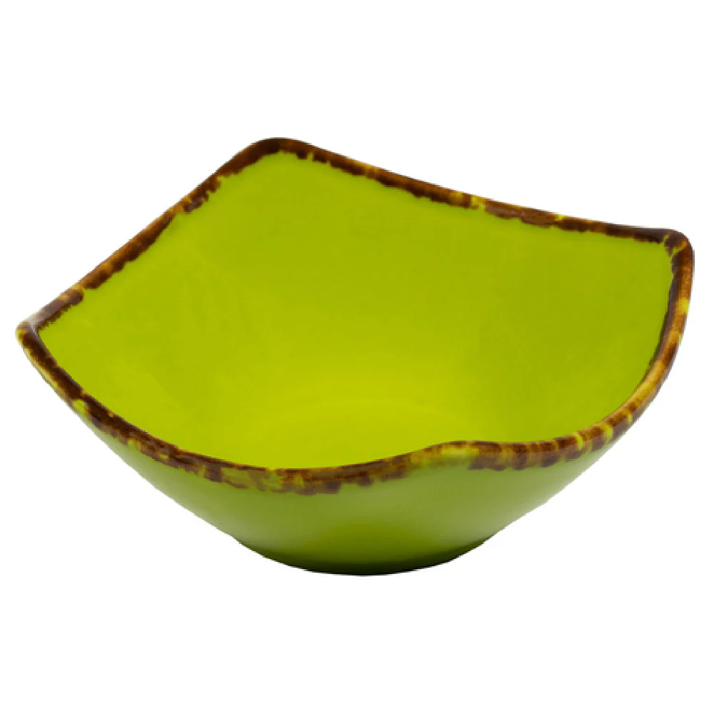Vertex China WLG-N4 4 Oz Square Bowl Hand Painted Rim Porcelain Sage