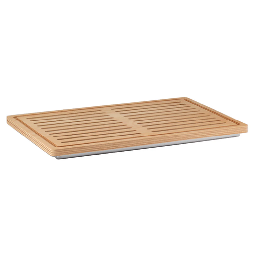 GET Enterprises ETO000E001 22 Inch Wood Bread Board with Stainless Steel Reservoir Tan