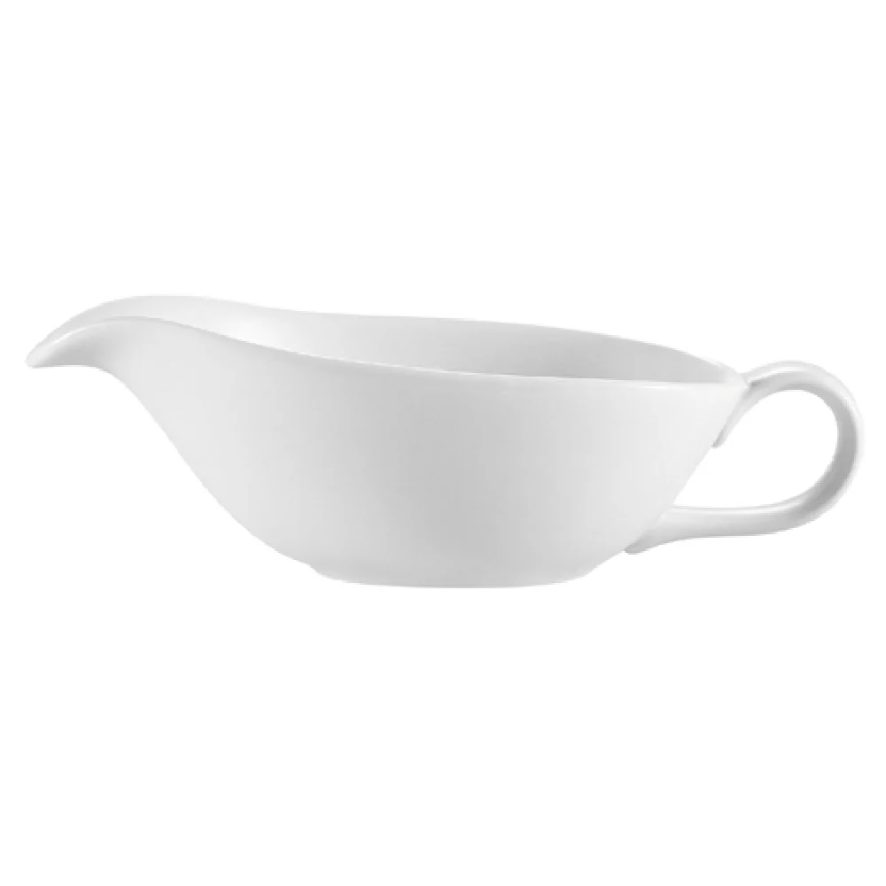 CAC China SBT-20 20 Oz Sauce Boat and Saucer Set Porcelain with Handle CAC China SBT-20 20 Oz Sauce Boat and Saucer Set Porcelain with Handle