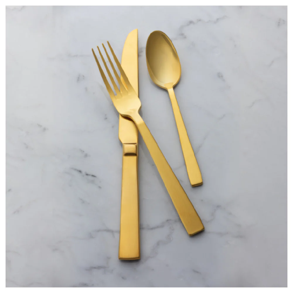 Bon Chef S3706GM 8-1/8 Inch Roman Euro Dinner Fork Gold Matte Stainless Steel