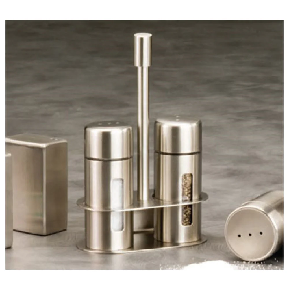 American Metalcraft SP6 1 Oz Stainless Steel Salt and Pepper Shaker Set with Rack American Metalcraft SP6 1 Oz Stainless Steel Salt and Pepper Shaker Set with Rack