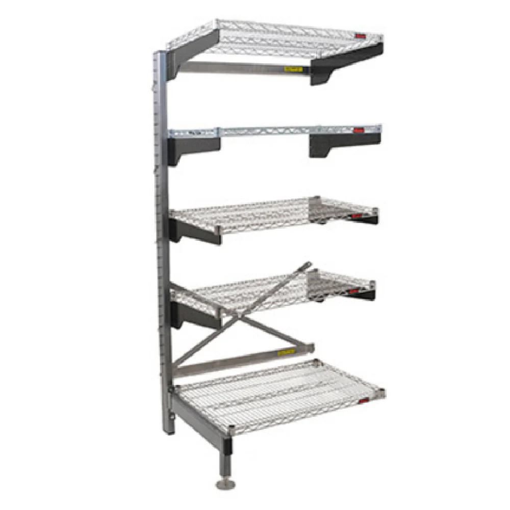 Eagle Q2142V76A-5 43-1/2 Inch Wire Shelving Unit Q-LEVER Cantilever 5-tier with Gray Epoxy Finish