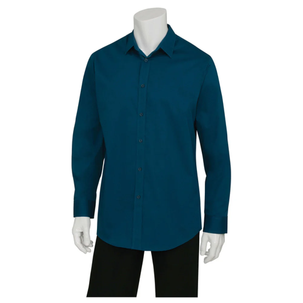 Chef Works SLMNP009BLUXS XS Blue Men's Dress Shirt Long Sleeve Stretch Chef Works SLMNP009BLUXS XS Blue Men's Dress Shirt Long Sleeve Stretch