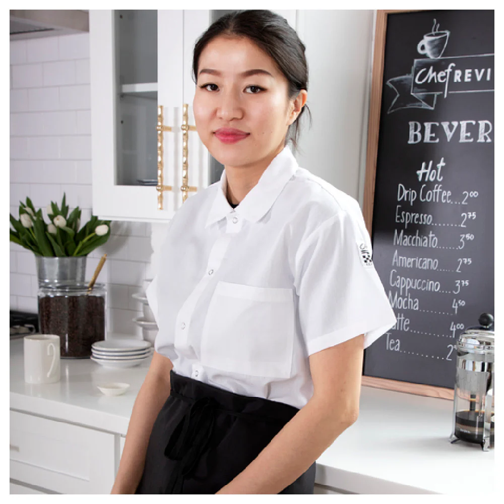 John Ritzenthaler Company CS006WH-XS X-small Cook Shirt Short Sleeve Poly/cotton White with Chest Pocket John Ritzenthaler Company CS006WH-XS X-small Cook Shirt Short Sleeve Poly/cotton White with Chest Pocket