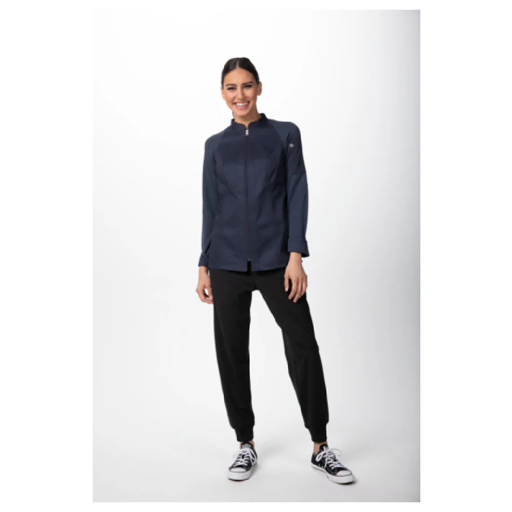 Chef Works CBZ02W-GRY-S 37 Inch Women's Nepal Chef Coat with Center Zipper Grey